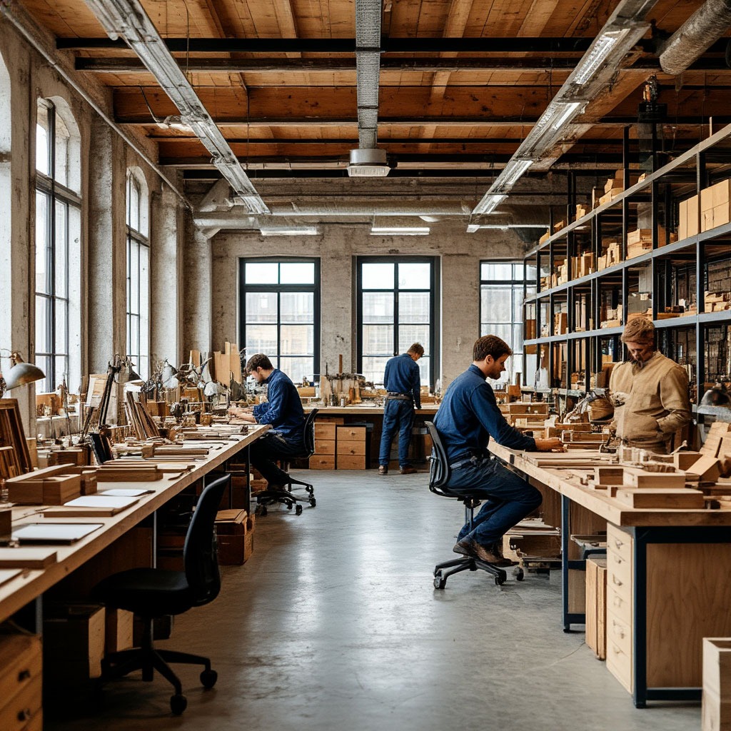 Intérieur de l'atelier Shirleydresses avec artisans au travail
